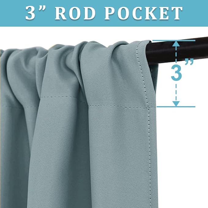 RYB HOME Cafe Blackout Curtains 24 inch Length, RV Curtains for Camper Windows, Mini Short Small Insulating Light UV Blocking Privacy Half Window Tiers, Width 42 by Length 24, Dusty Blue, 2 Panels
