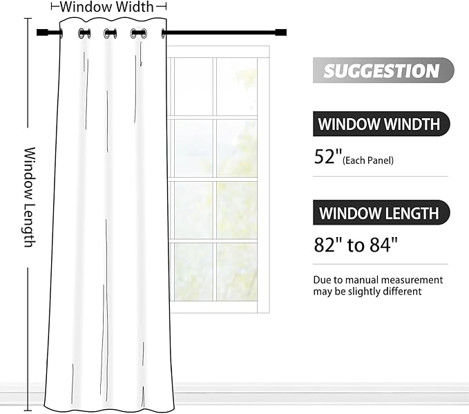 SimpleHome Ombre Room Darkening Curtains 84 inches Length for Bedroom,Grommet Gradient Light Blocking Grey to White Window Curtain for Living Room,1 Panel, 52x84 inches