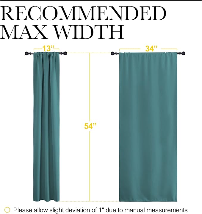 NICETOWN Kitchen Curtains Blackout Drapes & Curtains, Energy Smart Window Treatment Curtain Panels for Bedroom (Sea Teal, 34 in x 54 in (W x L), Set of 2)