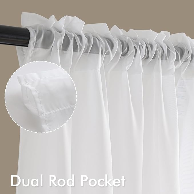 MIULEE White Sheer Curtains 78 Inches Long, 4 Panels Set, Light Filtering Voile Rod Pocket Drapes, Airy Soft Fabric Window Treatments for Living Room and Bedroom, 42 x 78 Inches