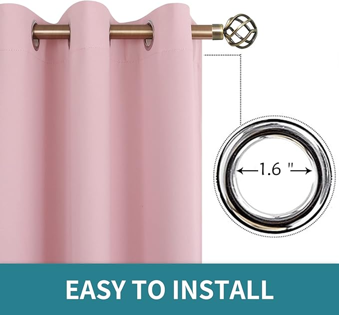 BGment Room Darkening Curtains 120 Inches Long - Grommet Thermal Insulated Drapes Window Treatment Curtains for Bedroom, 2 Panels, 52 x 120 Inch, Baby Pink