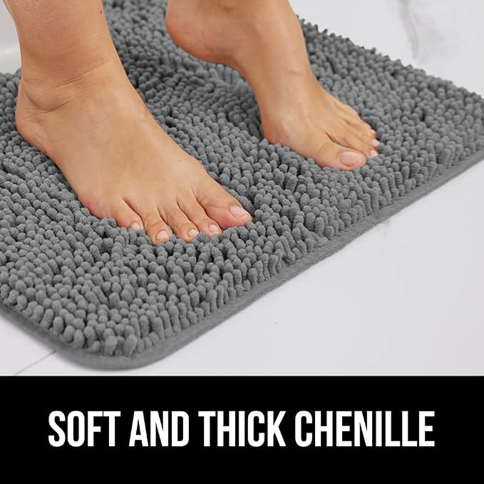 Bath Rugs, 48 x 17 Inch Chenille Runner, Quick-Dry, Rubber Backing
