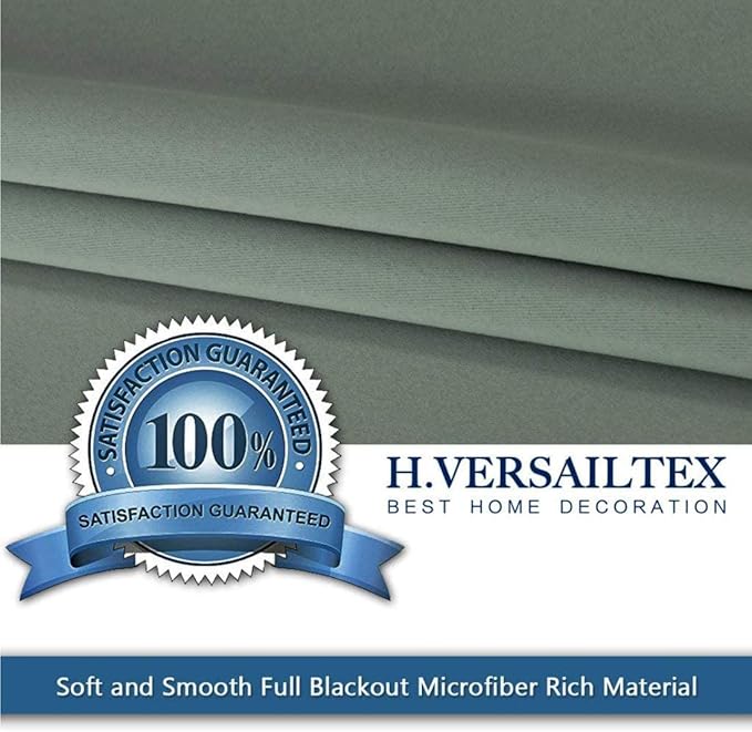 H.VERSAILTEX Blackout Patio Curtains 100 x 96 Inches for Sliding Door Extral Wide Blackout Curtain Panels Thermal Insulated Room Divider - Grommet Top, 8' Tall by 8.5' Wide - Light Sage