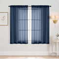 Navy Blue Window Sheer Curtains 54 inch Length, Soft Airy Light Filtering Sheer Curtain 2 Panels Set, Dual Rod Pocket Gauze Drapes for Living Room Bedroom, 2x42Wx54L Inches