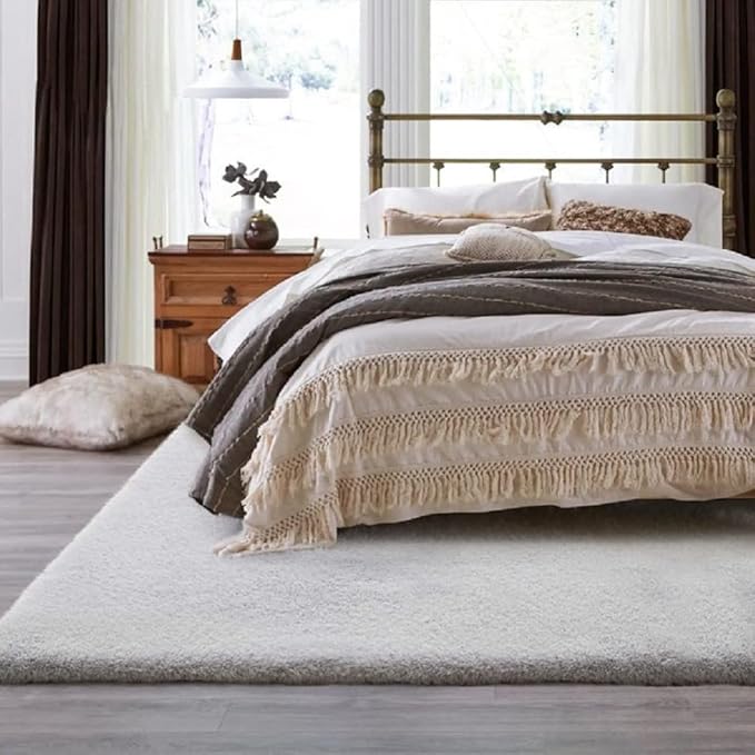 ORINOVA Silver Grey Plush Washable Area Rugs 8x10 Shag Rugs for Living Room Faux Fur Rugs for Bedroom Teen Room Decor Rectangle Nursery Rug