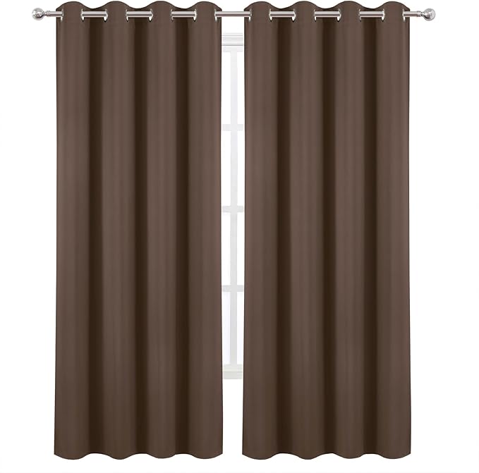 LEMOMO Blackout Curtains 52 x 120 Inch Long Chocolate Curtains Set of 2 Panels Room Darkening Curtains for Bedroom and Living Room