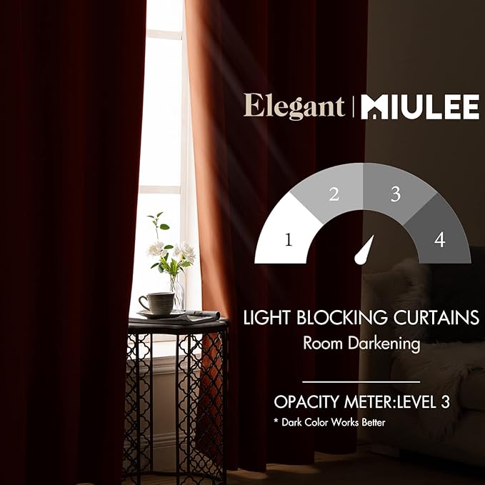 MIULEE 90" Long Blackout Curtains Room Darkening Thermal Insulated Fall Drapes Solid Window Treatment Set Grommet Top Light Blocking Curtain for Living Room/Bedroom 2 Panels Orange