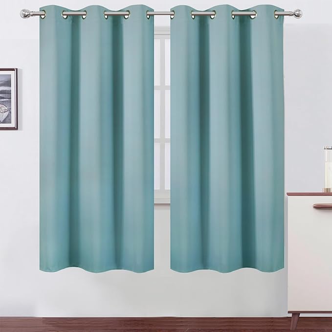LEMOMO Stone Blue Thermal Blackout Curtains/42 x 72 Inch/Set of 2 Panels Room Darkening Curtains for Bedroom