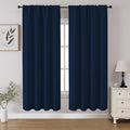CUCRAF Navy Blue Blackout Curtains 63 inch Length 2 Panels Set, Rod Pocket Room Darkening Drapes for Bedroom Living Room, Insulated Thermal Light Blocking Window Curtain (W52 x L63 Inch)