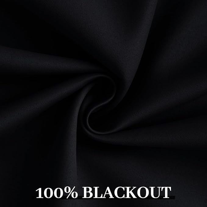 Yakamok Black Room Darkening 100% Blackout Curtains Grommet Extra Wide Window Treatment with 2 Thick Layers-Thermal Insulated Drape 1 Panel for Living Room Patio Door 100 by 84 Inches Length