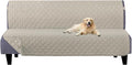 U-NICE HOME Futon Sofa Covers Reversible Sofa Slipcover Armless Cover Furniture Protector Couch Cover Water Resistant (Futon, Beige/Beige)