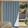 H.VERSAILTEX Linen Blackout Curtains Durable Thick Textured Linen Look 100% Blackout Patio Door Curtain Anti Rust Grommet Extra Wide Sliding Door Curtain Panel, W100 x L108 inch - Stone Blue