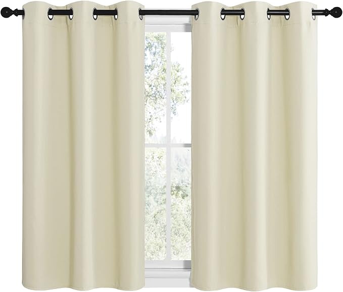 NICETOWN Room Darkening Curtain Panels for Living Room, Thermal Insulated Grommet Room Darkening Draperies/Drapes for Window (Beige, 2 Panels, W42 x L40 -Inch)