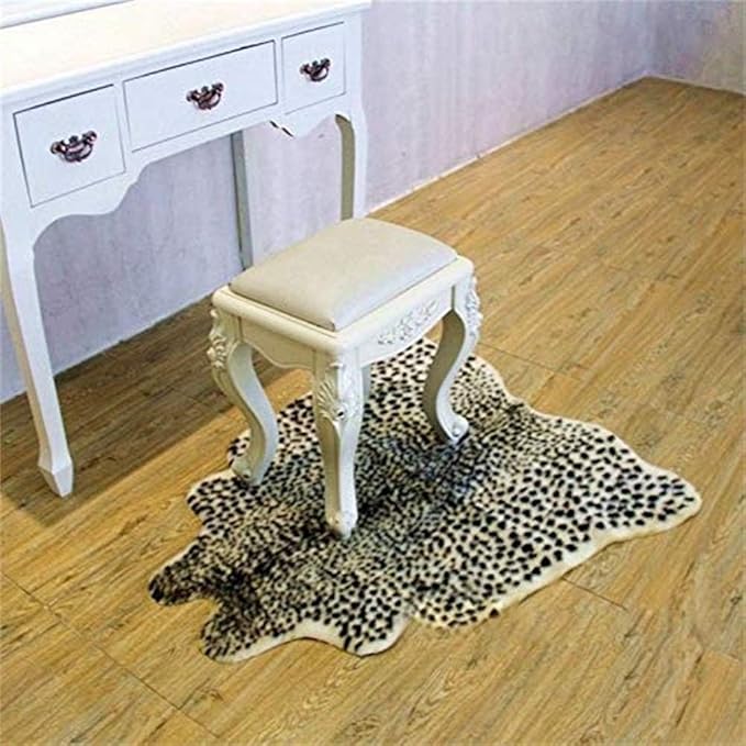 Leopard Print Rug,Faux Cowhide,Artificial Carpet,Simulation Cowhide, Leopard, Tiger, Zebra, Cow Hide Mat Animal Print Area Rug Hide Faux Carpet (A) / 40x37inch,3.3x3.1ft