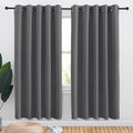 NICETOWN Bedroom Curtains Blackout Drapery Panels, Three Pass Microfiber Thermal Insulated Solid Ring Top Blackout Window Curtains/Drapes (Two Panels, 70 x 72 inches, Gray)