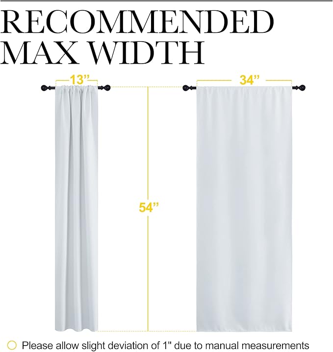 NICETOWN Greyish White Window Curtain Panels - Thermal Insulated Rod Pocket Room Darkening Curtain Sets for Bedroom (Greyish White, 2 Panels, 34 in x 54 in (W x L))