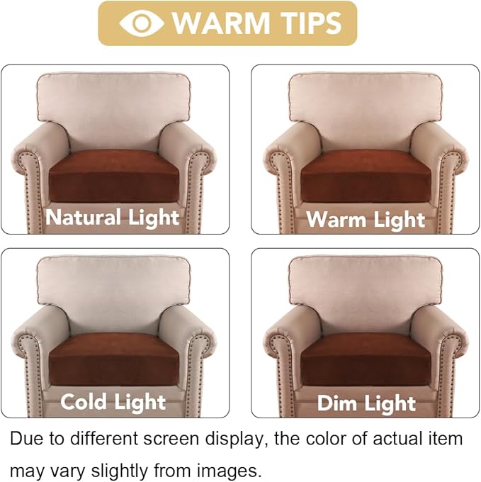 H.VERSAILTEX Velvet Stretch Couch Cushion Cover Plush Cushion Slipcover for Chair Cushion Furniture Protector Seat Cushion Sofa Cover(1 Piece Armchair Cushion Cover, Rust)