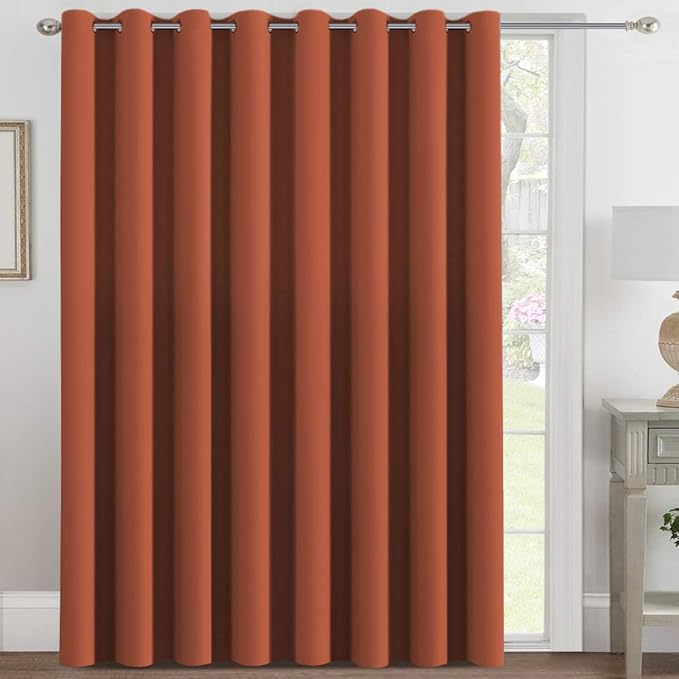 H.VERSAILTEX Blackout Patio Curtains 100 x 108 Inches for Sliding Door Extral Wide Blackout Curtain Panels Thermal Insulated Room Divider - Grommet Top, 9' Tall by 8.5' Wide - Orange