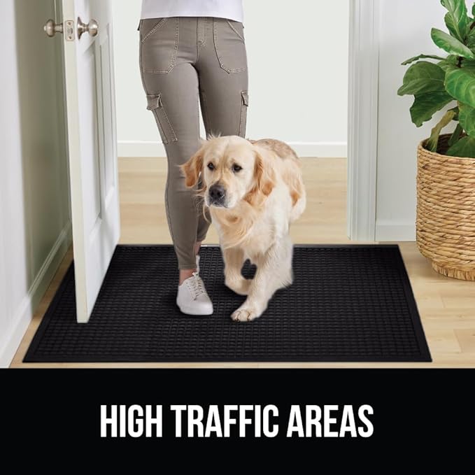 GORILLA GRIP® Ultra Absorbent Front Door Mat Outside Entrance, 35x23, Traps Dirt and Moisture, HydroABSORB Indoor Outdoor Doormat Holds Up to 5.7 Cups Water, Stain and Fade Resistant Welcome Mat Black