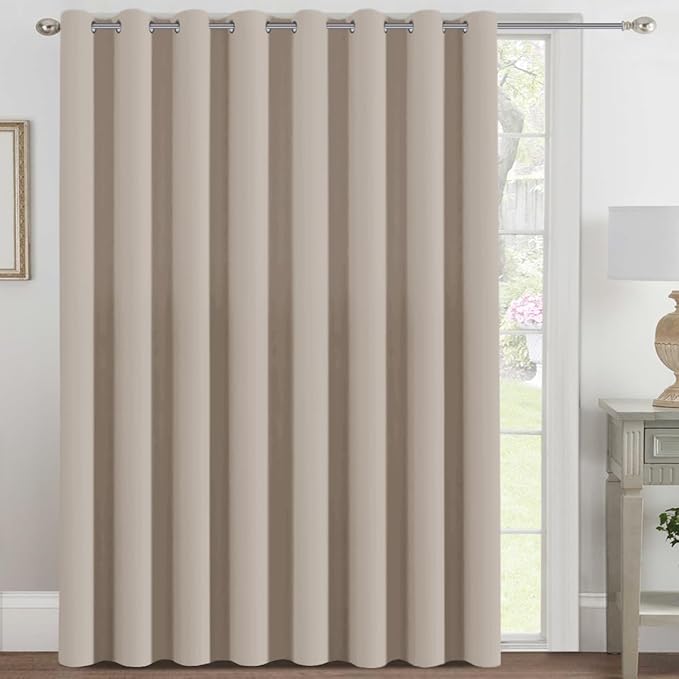 H.VERSAILTEX Blackout Patio Curtains 100 x 84 Inches for Sliding Door Extral Wide Blackout Curtain Panels Thermal Insulated Room Divider - Grommet Top, 7' Tall by 8.5' Wide - Fog