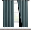 NICETOWN 100% Blackout Window Curtain Panels, Full Light Blocking Drapes with Black Liner for Nursery, 72-inch Drop Thermal Insulated Draperies (Greyish Blue, 2 Pieces, 46-inch Wide Per Panel)