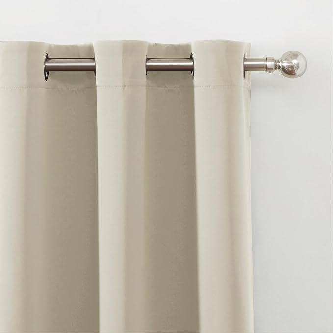 LEMOMO Light Beige Blackout Curtains 42 x 54 Inch Length Set of 2 Panels Grommet Bedroom Curtains for Living Room