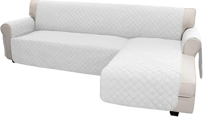 Easy-Going Sofa Slipcover L Shape Sofa Cover Sectional Couch Cover Furniture Protector Mat for Pets Dog Cat (Small, White/White)