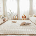Creamy White Rabbit Plush Rug 6'x9', Fluffy Faux Fur Shaggy Area Rug for Nursery, Kids Room Decor, Soft Fuzzy Carpet for Living Room, Bedroom, Teen Girls Room
