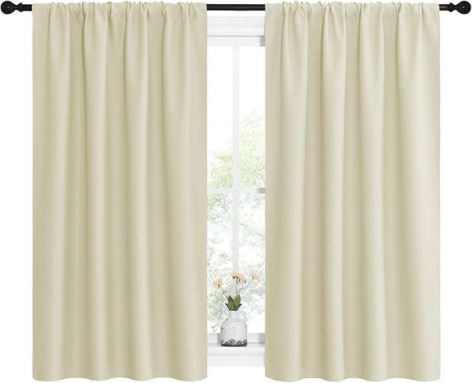NICETOWN Kitchen Curtains, Short Blackout Curtains & Drapes, Home Decoration Privacy Thermal Insulated Curtains for Unicorn Theam Room (Beige, 42" Wide, 54" Long, 2 PCs)