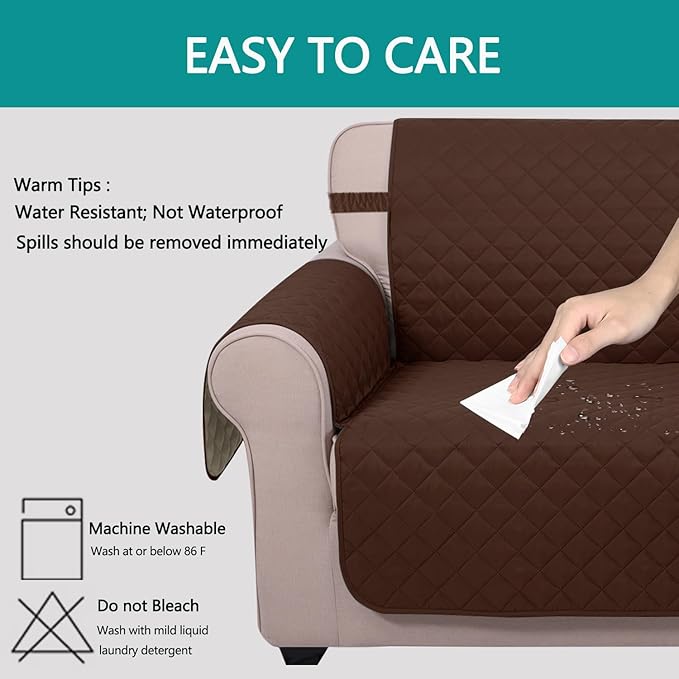 U-NICE HOME Futon Sofa Covers Reversible Sofa Slipcover Armless Couch Cover Furniture Protector Water Resistant (Futon, Brown/Beige)