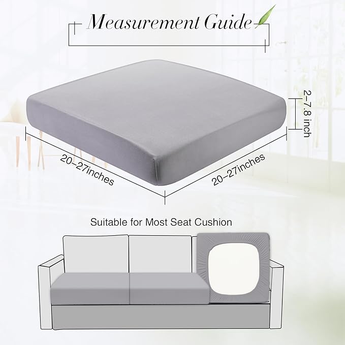 Newwiee Set of 4 Stretch Patio Cushion Covers Sofa Couch Seat Chair Slipcovers Cushion Cover Replacement Furniture Protector for Pets Washable(Light Grey,Seat Cover,Solid)