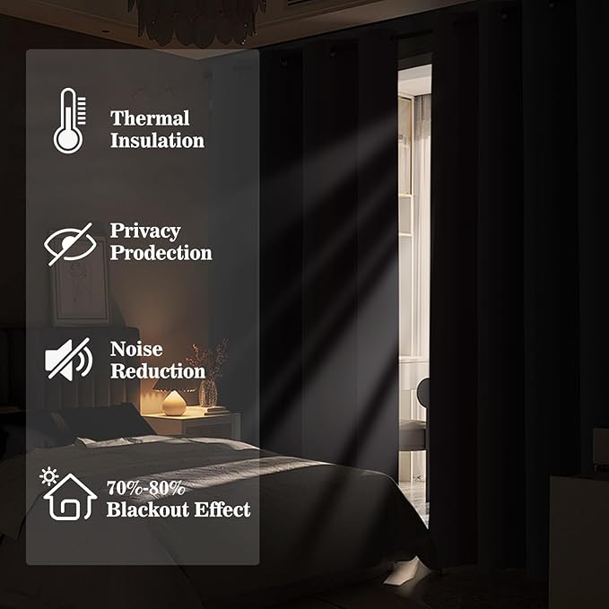 Yakamok Blackout Ombre Burgundy and Black Curtains for Bedroom, Gradient Room Darkening Curtains, Grommet Thermal Insulated Light Blocking Window Drapes/Curtain for Living Room,52 x 63 Inch,2 Panels