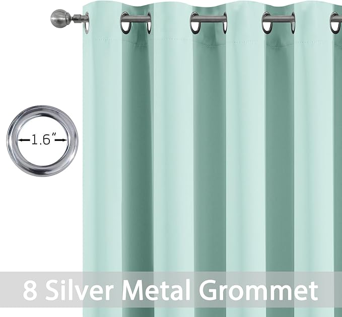 Yakamok Wide Thermal Blackout Patio Door Curtain Panel,Aqua Grommet Sliding Door Insulated Curtains, Extra Wide Curtains for Sliding Glass Door,Aqua, W52 x L96, 1 Panel