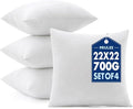 MIULEE Pillows Inserts, Pack of 4 22x22 Inch 100% Virgin Microfiber Filling Throw Pillows for Bed Couch Sofa