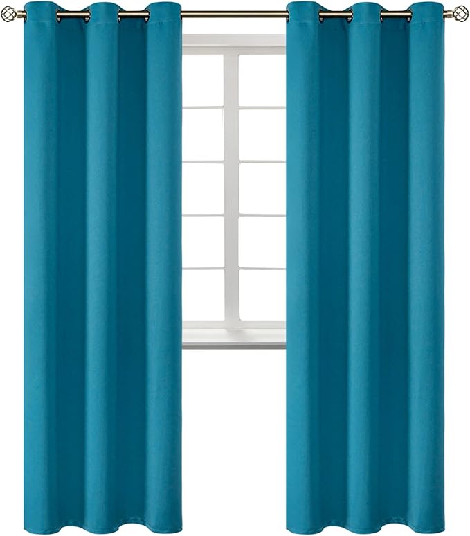 BGment Blackout Curtains - Grommet Thermal Insulated Room Darkening Bedroom and Living Room Curtains, Set of 2 Panels (42 x 84 Inch, Peacock Blue)