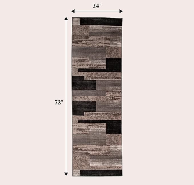 LIANLAM 2x6 Washable Runner Rug for Hallway&Kitchen,Non-Slip Long Carpet with Vintage Checkered Design,Ultra-Thin Low Pile,Stain Resistant Easy Clean Floor Mat for High Traffic Areas(2x6,Chocolate)