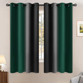 Yakamok Blackout Ombre Dark Green and Black Curtains-Gradient Room Darkening Curtain, Grommet Thermal Insulated Light Blocking Window Drapes Curtain for Living Room Bedroom,52 x 63 Inch,2 Panels