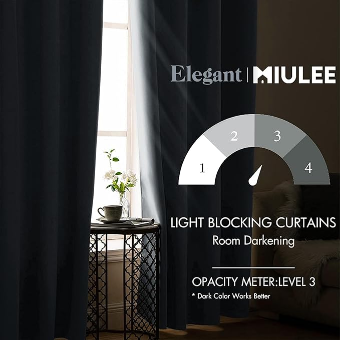 MIULEE Blackout Curtains 96 Inches Long for Bedroom Living Room Thermal Insulated Room Darkening Grommet Top Solid Light Blocking Drapery Set of 2 Window Panels Light Blue