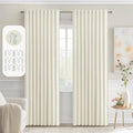 MIULEE Cream Back Tab Blackout Curtains 84 Inch Length 2 Panels Set for Living Room Bedroom Privacy, Rod Pocket/Pinch Pleat Thermal Insulated Room Darkening Pleated Light Blocking Drapes