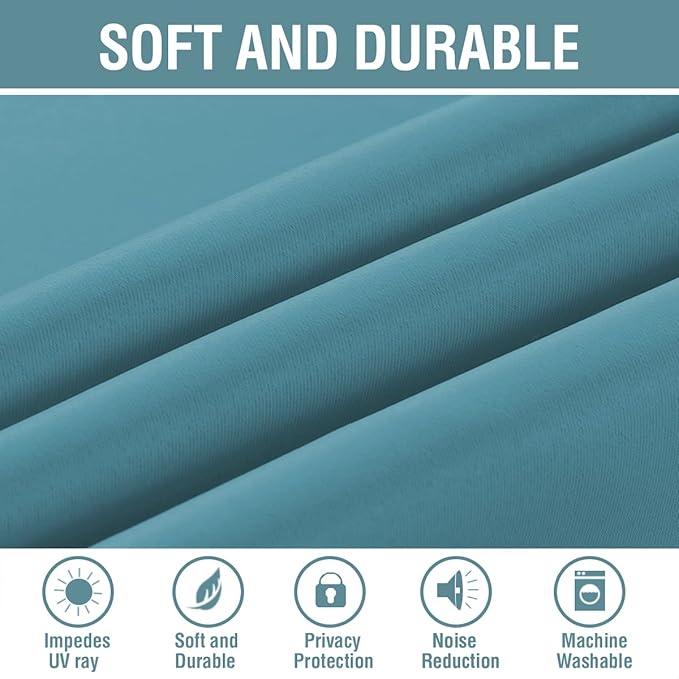 H.VERSAILTEX Blackout Curtain for Living Room Small Window Kitchen Blackout Curtains 45 inch Length Energy Saving Solid Grommet Blackout Drape, One Panel, Storm Blue, 52" W x 45" L