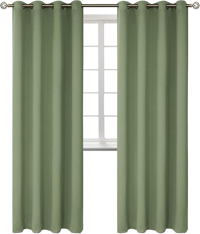 BGment Room Darkening Curtains 84 Inches Long - Grommet Thermal Insulated Drapes Window Treatment Curtains for Bedroom, 2 Panels, 52 x 84 Inch, Grass Green