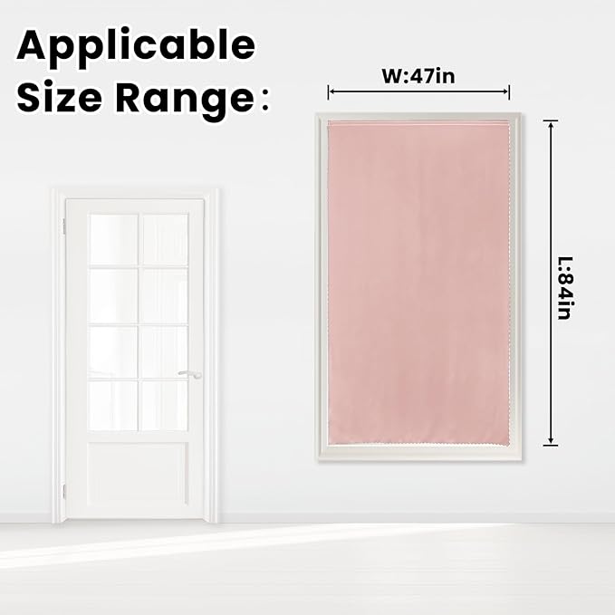 Self Adhesive Curtains, Stick Curtain Blackout Shades Window Cover Curtains for Living Room No Drilling, 47" W X 84" L, Pink, 1 Panel