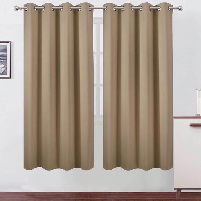 LEMOMO Natural Thermal Blackout Curtains/52 x 72 Inch/Set of 2 Panels Room Darkening Curtains for Bedroom