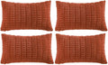 Fancy Homi 4 Packs Boho Burnt Orange Fall Decorative Throw Pillow Covers 12x24 Inch for Couch Bed Sofa, Rustic Modern Farmhouse Home Decor, Soft Plush Corduroy Cute Square Cushion Case 30x60 cm