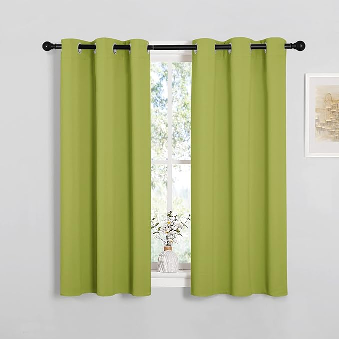 NICETOWN Blackout Curtain Panels for Loft, Thermal Insulated Window Decoration Blackout Draperies/Drapes (1 Pair, 34 x 45 inches in Fresh Green)