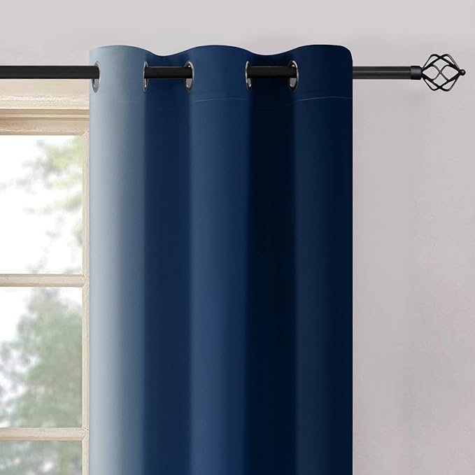 Yakamok Light Blocking Ombre Curtains, Greyish White and Blue Gradient Color Curtains, Room Darkening Grommet Window Drapes for Bedroom(Blue, 42x84 Inch, 2 Panels)