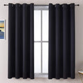 ChrisDowa Grommet Blackout Curtains for Bedroom and Living Room - 2 Panels Set Thermal Insulated Room Darkening Curtains (Black, 52 x 63 Inch)