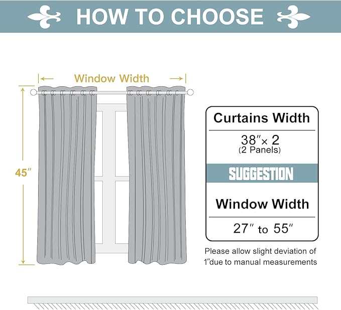 ChrisDowa Grommet Blackout Curtains for Bedroom and Living Room - 2 Panels Set Thermal Insulated Room Darkening Curtains (Stone Blue, 38W x 45L)
