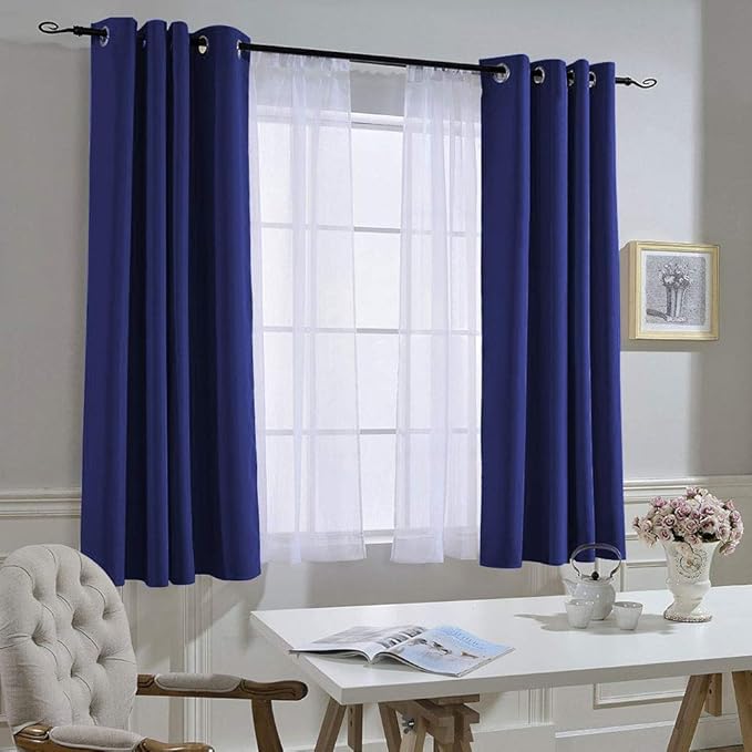 NICETOWN Blackout Window Curtains and Drapes - Thermal Insulated Solid Grommet Top Blackout Panels/Draperies for Kid's Room (Navy Blue， 1 Pair， 52 x 63 Inch)