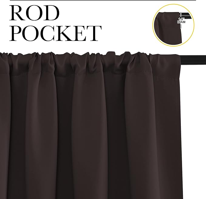NICETOWN RV Blackout Curtains for Camper Windows, Toffee Brown, 42" x 36", Set of 2, Kitchen Curtains, Short Blackout Drapes, Thermal Insulated Rod Pocket Window Treatment Draperies for Nursery